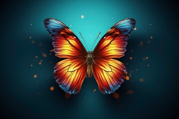 A butterfly symbolizing metamorphosis in EMDR therapy isolated on a gradient background  - obrazy, fototapety, plakaty