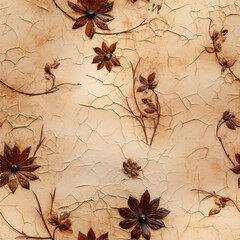 Seamless vintage leather flowers decoration background, ai design - obrazy, fototapety, plakaty