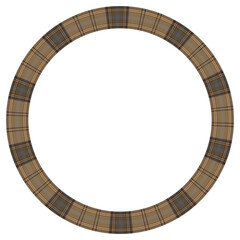 Round frame  vintage pattern design template. Circle border designs plaid fabric texture. Scottish tartan background for collage art, gif card, handmade crafts.