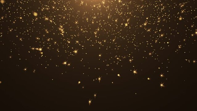 Gold Christmas dust particles warm background. Seamless loop 4K	