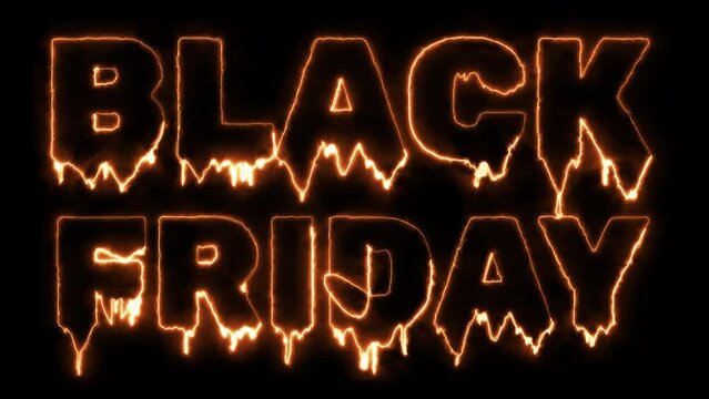 Black Friday looping animation text fire effect for banner