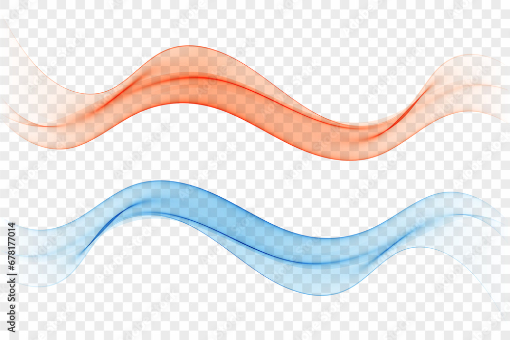 Poster two abstract smooth transparent waves, design element.