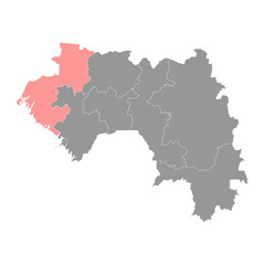 Fototapeta na wymiar Boke region map, administrative division of Guinea. Vector illustration.