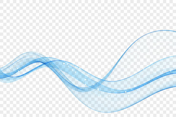 Abstract wave of blue smoke, transparent flow of blue lines, design element.