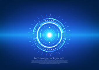 Blue circle and line technology abstract technology innovation concept vector background and glowing light