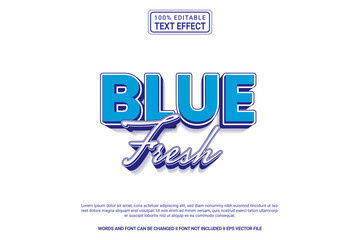Obraz premium Editable text effect Blue Fresh 3d cartoon template style modren premium vector