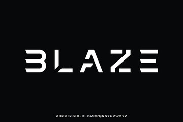Abstract geometric futuristic alphabet display font vector. Modern strong typography style