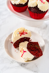 Red Velvet Cupcakes with White Chocolate Ganache Frosting