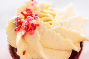 Red Velvet Cupcakes with White Chocolate Ganache Frosting