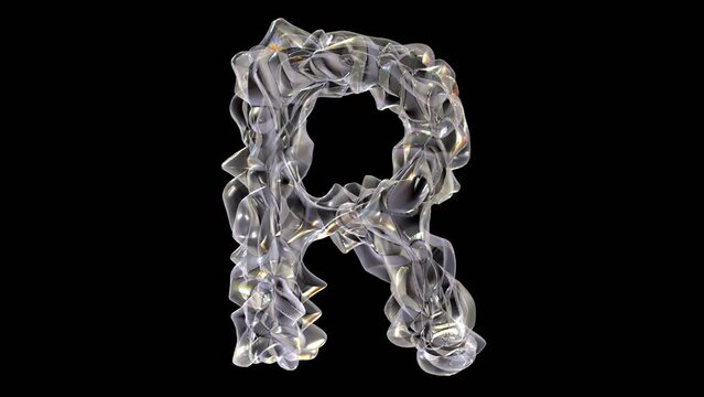 3D light glass alphabet letter r animation 