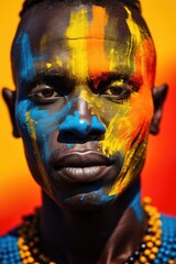 colorful portrait of african man , AI Generated