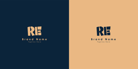 RE Letters vector logo design - obrazy, fototapety, plakaty
