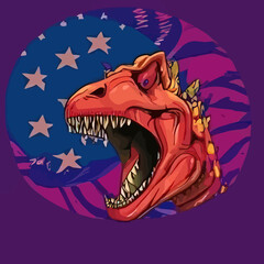 Naklejka premium A cartoon dinosaur with its mouth open design vector illustration for use in design and print poster canvas.eps