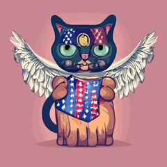 A cat vector ,cat T-Shirt , Kitty T-Shir wearing a garment design vector illustration for use in design and print poster canvas.eps