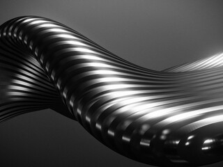 Black And White Abstract Liquid Metal Strip Shapes