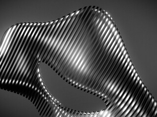 Black And White Abstract Liquid Metal Strip Shapes