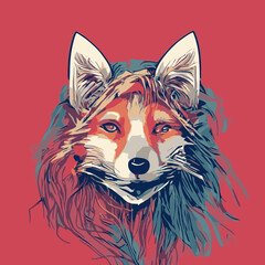 A fox with long hair design vector illustration for use in design and print poster canvas.eps