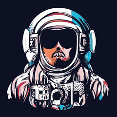 A man wearing a helmet and glasses design vector illustration for use in design and print poster canvas.eps