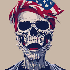 A skull with a flag american on it   design vector illustration for use in design and print poster canvas.eps