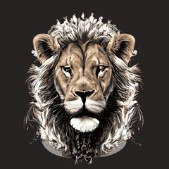 lion vector with a mane design vector illustration for use in design and print poster canvas