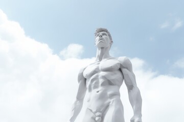 Fototapeta na wymiar low angle view of a man statue against blue sky