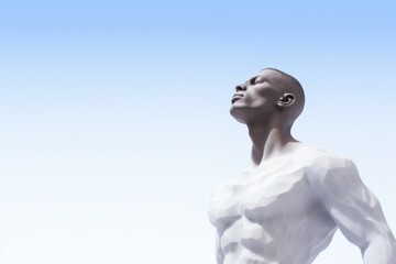 fusion between a black man head and a man statue - obrazy, fototapety, plakaty