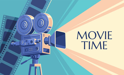 Movie time concept. Cinema banner design - obrazy, fototapety, plakaty