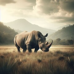 rhino in the wild animal background
