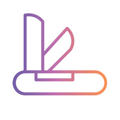 Army Camping Knife Gradient Outline Icon