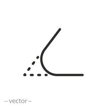 rounded corner icon, sharp round edge, thin line symbol - vector illustration
