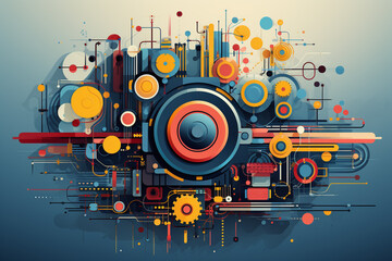 Obraz premium Abstract technology digital line electronic network data innovation concept background.