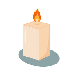 Rectangular candle illustration. Icon for relax, spa and aromatherapy. Hand drawn style.