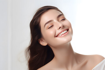 Fototapeta premium Beautiful smiling woman with healthy skin portrait