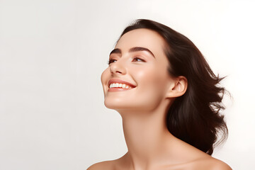 Fototapeta premium Beautiful smiling woman with healthy skin portrait