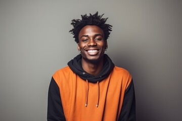 Fototapeta premium Portrait of black confident man with copy space. AI Generated