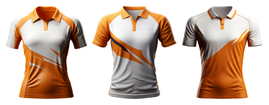 set of sports t-shirt Mockups with front view isolated on transparent background, generative ai