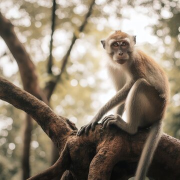 Photo Indonesia macaque monkey close-up portrait