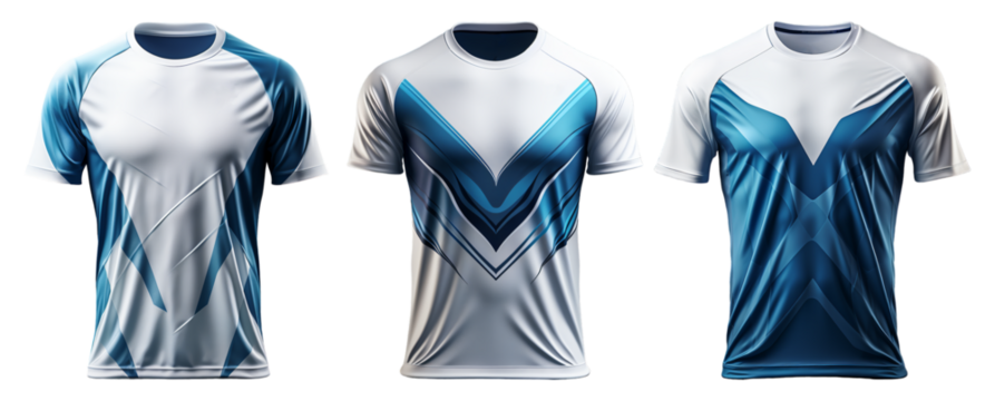 set of sports t-shirt Mockups with front view isolated on transparent background, generative ai