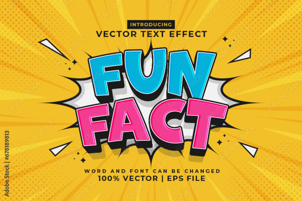 Poster editable text effect fun fact 3d cartoon template style premium vector