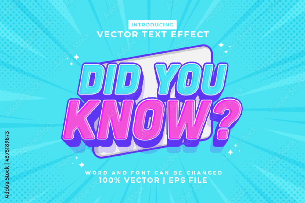 Poster editable text effect did you know 3d cartoon template style premium vector