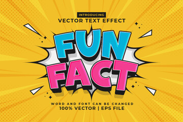 Editable text effect Fun Fact 3d Cartoon template style premium vector - obrazy, fototapety, plakaty