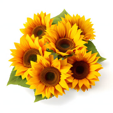 sunflowers isolated on white background