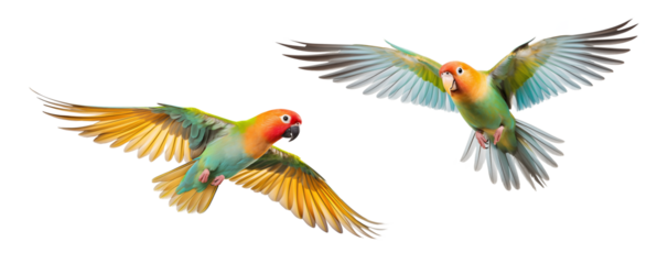 two lovebird flying