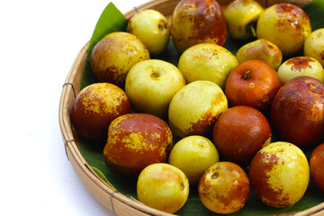 Fresh jujube fruit on white background