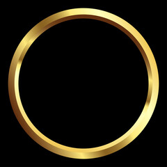 Vector template of shining gold circle, golden ring, frame round for Christmas celebration party, New Year card, wedding, bachelorette party, baby shower party, logo. Vector illustration