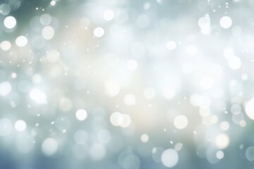Shining blurred cold silver bokeh background with glitters and lights. Glowing silver white holiday banner for christmas, new year and other celebration with bokeh lights and copy space. - obrazy, fototapety, plakaty