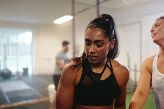 Fit young woman working up a sweat at the gym