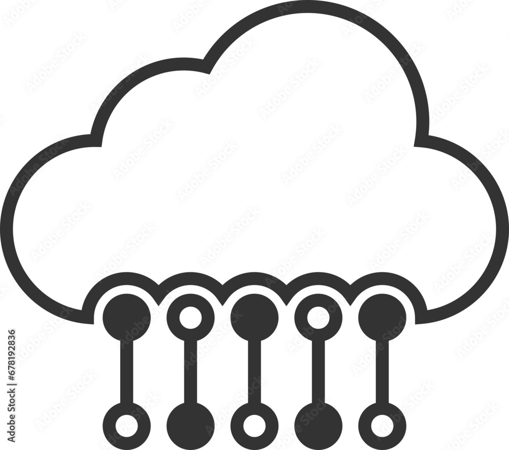 Poster technology icon vector cloud computing connection. big data global server. line design symbol.