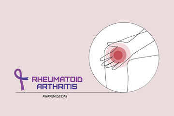 Rheumatoid Arthritis awareness day observed each year on February 2nd. Vector doodle line art outline illustration for web banner, poster, flyer.