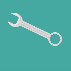 Wrench on a turquoise background. Vector graphics